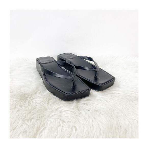 Jeffrey Campbell Y2K 11 Black Womens Leather Square Toe Thong Flip Flop Sandals - Picture 2 of 12